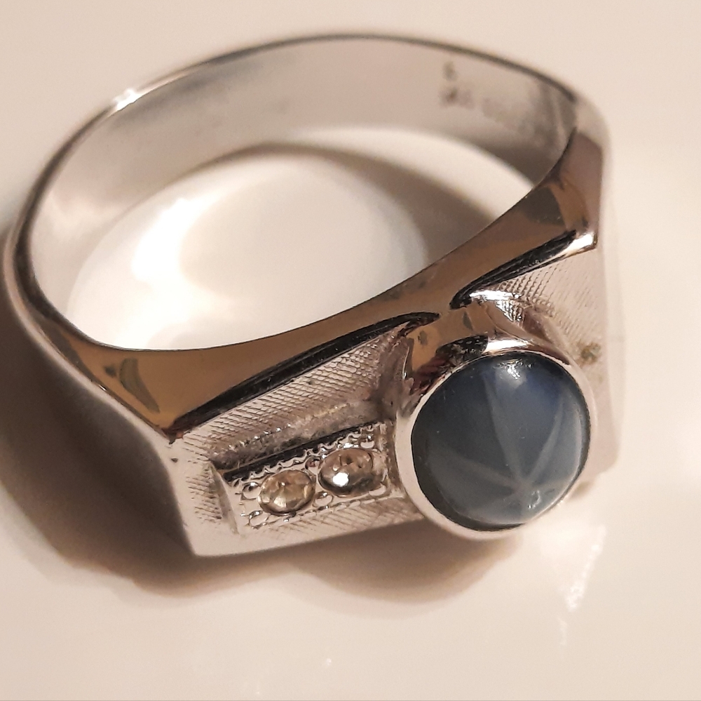White Gold Filled Ring with Blue Stone